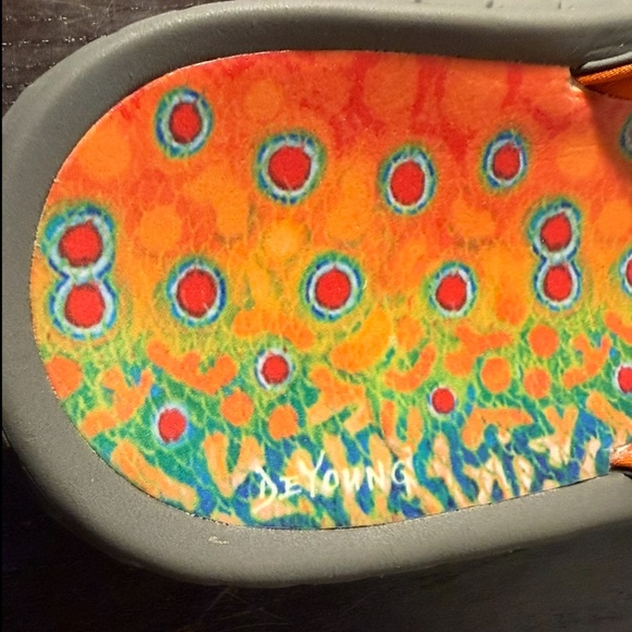 Korkers Fish Flip Brook Trout Sandals Flip Flops Orange/Blue/Green Mens 13 main image 11